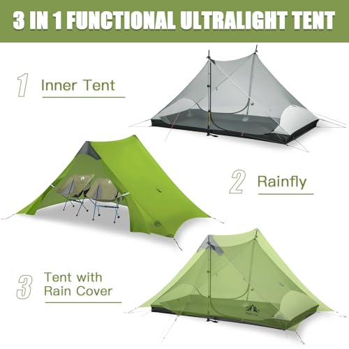 Night Cat Ultralight Tent 2 Persons with Trekking Poles Hiking for Professional Backpacker Hiker