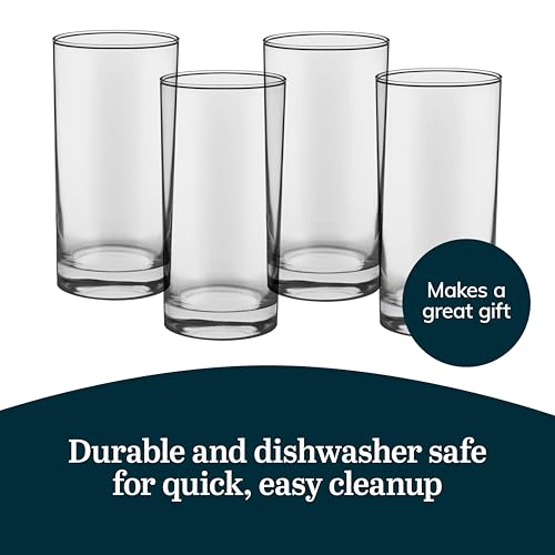 Libbey Heavy Base Drinking Glasses Set of 8, 15.5 Oz Elegant, Weighted Clear Water Glasses, Dishwasher Safe Glass Cups Set...