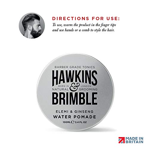 Hawkins & Brimble Water Based Pomade for Men, 100ml - Firm Hold Hair Styling with Elemi & Ginseng Scent
