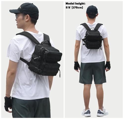 FLWVOG 9L Mini Backpack for Men and Women, Small Backpack for Gym Hiking Travel Sports Running (Black)