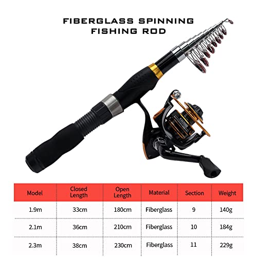 Collapsible Fishing Rod and Reel Combo, BalanZze Telescopic Fishing Rod with Spinning Reel, Portable Collapsible Fishing P...