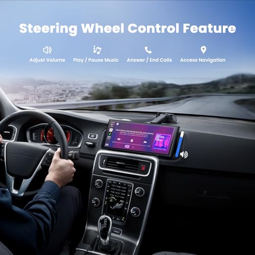 krunia 9.26" Wireless Portable Car Play Screen for Apple CarPlay & Android Auto, OTA Updates, Backup Camera, Mirror Link, ...