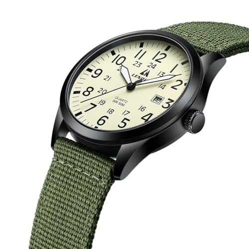 LN LENQIN Mens Watches Unisex Military Sport Nylon Strap Stylish Luminous Fashion Analog Quartz Watch for Men Waterproof A...