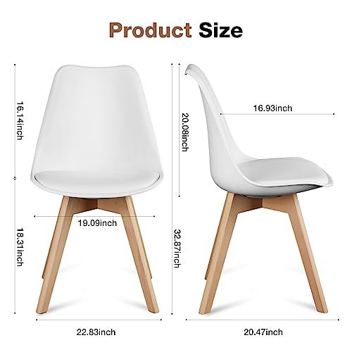 OLIXIS Set of 4 Dining Kitchen Mid-Century Modern Chairs with Wood Legs and PU Leather Cushion for Living Room Bedroom Out...