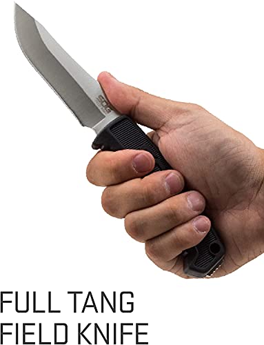 SOG Survival Knife with Sheath - Field Knife Fixed Blade Knives 4 Inch Tactical Knife and Bushcraft Knife w/Full Tang Hunt...