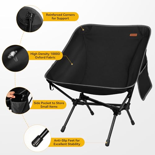 TOBTOS Ultralight Camping Chair, Portable Folding Chair Support 330 lbs, Compact Backpacking Chair with Carry Bag for Hiki...