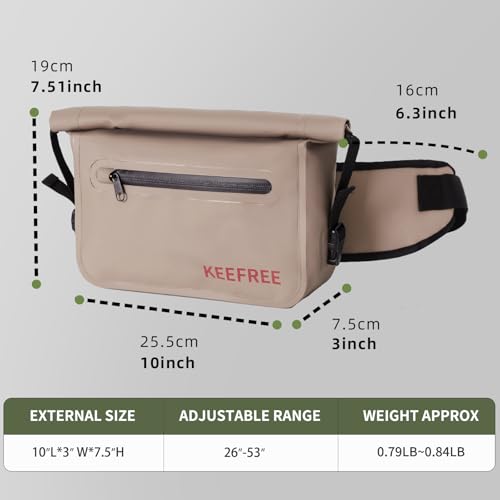 KEEFREE Waterproof Roll Top Waist Bag,Fishing Fanny Pack with Adjustable Strap Multi-functional Lightweight Tackle Bag for...