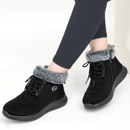 Alicegana Winter Boots for Women Warm Fur Lined Snow Shoes Slip on Ankle Booties Comfortable Anti Slip Outdoor Boots