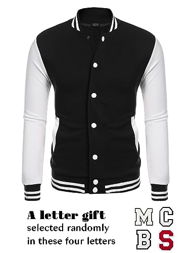 COOFANDY Men's Fashion Varsity Jacket Causal Slim Fit Cotton Letterman Baseball Bomber Jackets