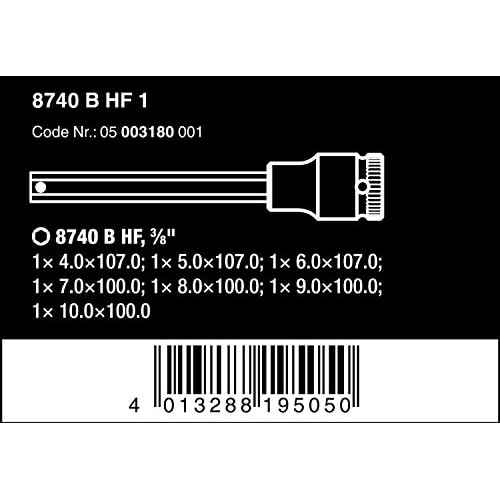 8740 B HF 1 Bit sock set 3/8" drv with holding function