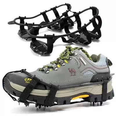 24-Tooth Steel Spikes Shoe Covers - Non-Slip Ice & Snow Grip for Hiking, Climbing, Walking, Running & Hunting