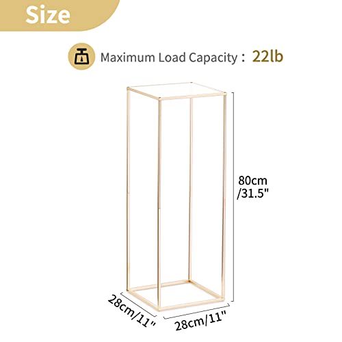 Nuptio Gold Vases for Centerpieces Wedding with Acrylic Panel - 2 Pcs 31.5 inch Tall Metal Flower Vase Flowers Stand - Ele...