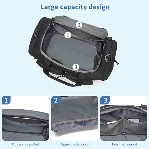 Wotony Tactical Duffle Bag for Men, Duffle Bag for Gym, Travel - Military Weekender Workout Molle Bag (Black, 35L)