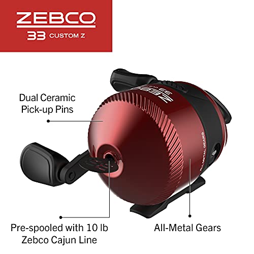 Zebco 33 Custom-Z Spincast Reel and 2-Piece Fishing Rod Combo, 6-Foot Fiberglass Rod with Split-Grip EVA Handle, Quickset ...