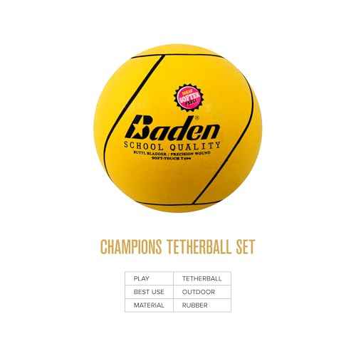 Baden School Quality Tetherball Set - Soft-Touch Tetherball Ball and Rope