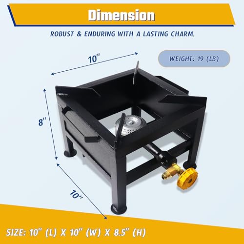 Single Burner Propane Stove - Portable Cast Iron High Pressure Outdoor Propane Burner Cooker,Heavy Duty Square Stove, high...