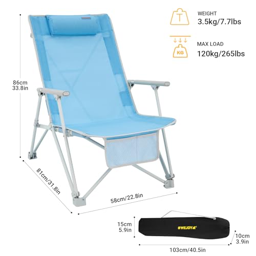 #WEJOY Folding Webbed Lawn Beach Chair - Heavy Duty Portable Outdoor Chair with Hard Armrest for Camping,Garden,Concerts,F...