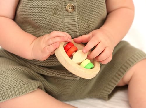 Adventure Awaits! Wooden Fish Colorful Bead Rattle Set, Baby Teething Toy 2 Pack, Educational Toy for Toddlers & Preschool...