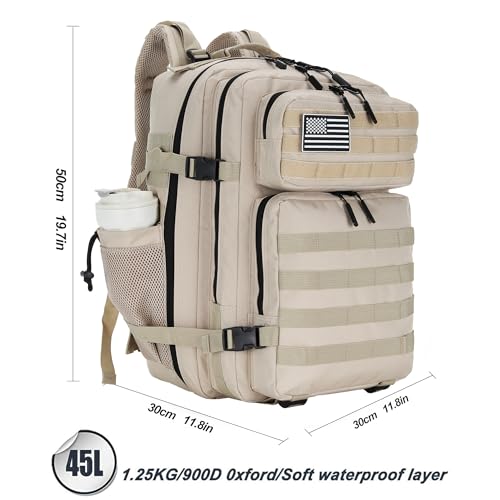 Lovelinks21 45L Tactical Assault Backpack 3 day assault pack with Molle Waterproof backpack Rucksack for Tactical Backpack...