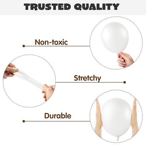 JOYIN 150 Pcs White Balloons, Different Sizes 18 12 10 5 Inch White Latex Balloon Arch Kit with Instruction for Birthday D...