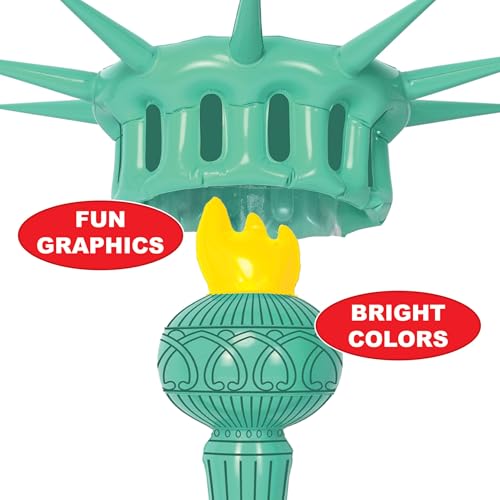 Beistle Inflatable Statue of Liberty Crown & Torch, Patriotic Party Accessories, 4th July Outfit for Parades Events, Crow...