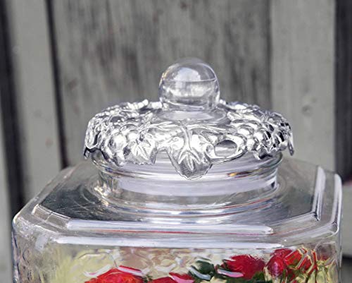 Arthur Court Glass Drink Dispenser Beverage Stainless Leak Free Spigot, Metal Grape Pattern Base Home Bar Party Server Ele...