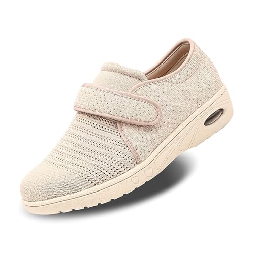 Womens Diabetic Walking Shoes Adjustable Outdoor Sneakers Recovery Easy On Off Strap Wide Width Slippers Comfort for Senio...