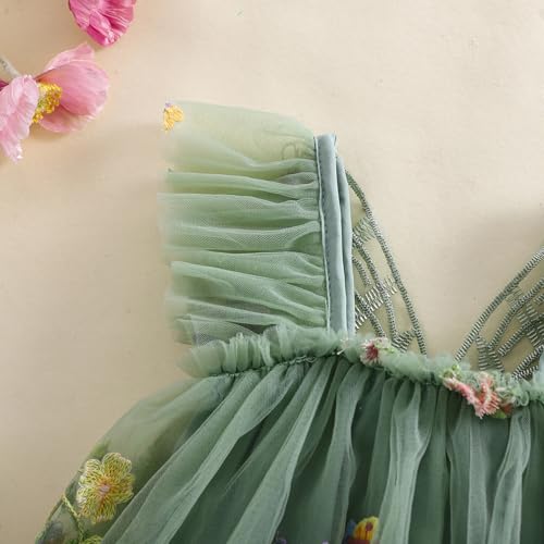Newborn Infant Baby Girls Clothes Flower Butterfly Embroidery Sleeveless Romper Tulle Mesh Dress Toddler Bodysuit