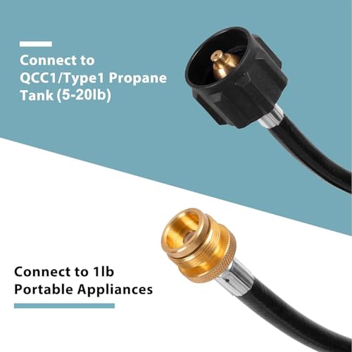 SHINESTAR Propane Adapter Hose, 12FT Propane Hose for Buddy Heaters, Blackstone Tabletop Griddle, Portable Propane Camping...