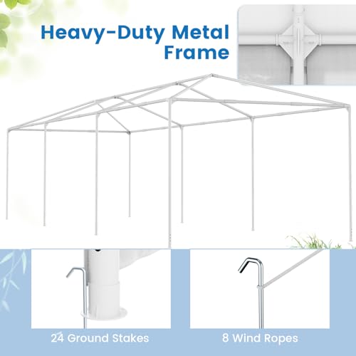 Tangkula Heavy Duty Party Tent - 10x30 Ft White Event Tent with 6 Sidewalls & 2 Zippered Doors, Ideal for Outdoor Wedding...