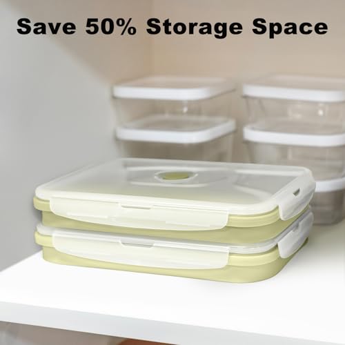 CUISITOOL Large Collapsible Food Containers with Lids, Collapsible Bowls For Camping, Save Space, Leak-Proof Silicone Stor...