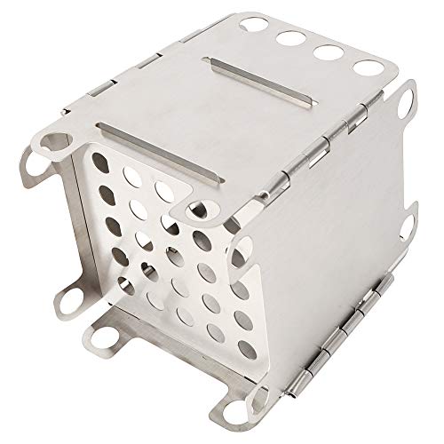 Portable Stainless Steel Folding Stove, Wide Opening Design for Adding Wood with Reusable Pouch, for Outdoor Camping BBQ H...