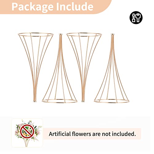 NUPTIO 2 Pcs Gold Vases for Centerpieces, 31.1in Tall Metal Trumpet Vase, Road Lead for Wedding Party Dinner Centerpiece, ...