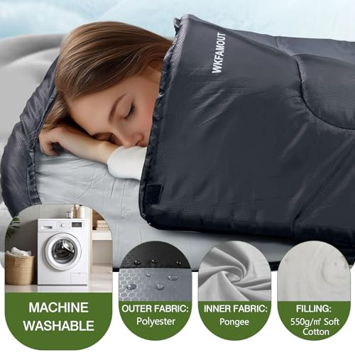 WKFAMOUT XL 10 Degree Sleeping Bags Waterproof for Adults 350GSM Machine Washable with Compression Sack for 3-4 Season Cam...