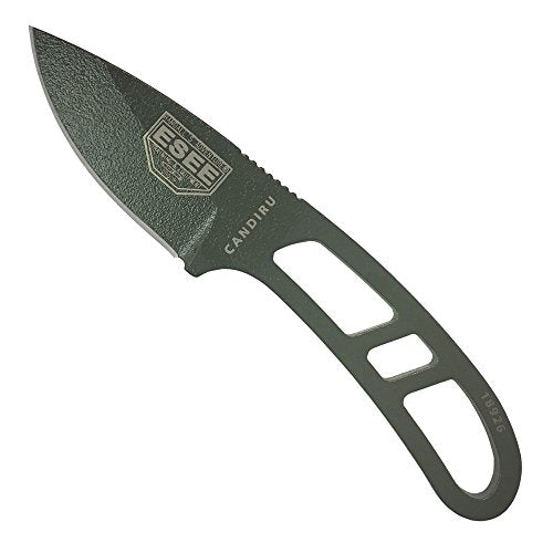 ESEE Authentic Candiru Tactical Survival Knife - Molded Sheath Belt Clip Plate (OD Blade, Black Molded Sheath)