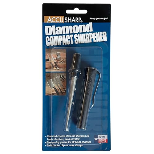 AccuSharp Diamond Compact Tapered Rod Sharpener, Portable Knife & Tool Sharpener for Serrated Blades, Fillet Knives & Fish...