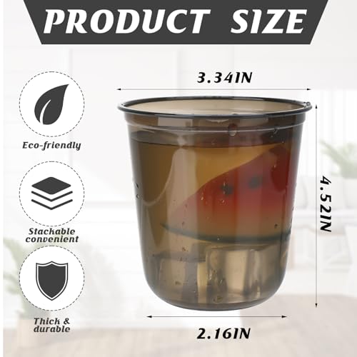 Xuelimei 50pcs 12oz Disposable Stemless Glasses,PET Disposable Drinking Cups,Cold Party Clear Plastic Wine Glasses for Par...