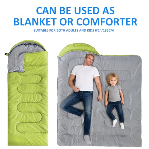 oaskys Camping Sleeping Bag - 3 Season Warm & Cool Weather - Summer Spring Fall Lightweight Waterproof for Adults Kids - C...