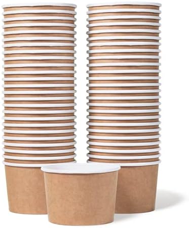 MATICAN Paper Ice Cream Cups - 50-Count 9-Oz Disposable Dessert Bowls for Hot or Cold Food, 9-Ounce Party Supplies Treat C...