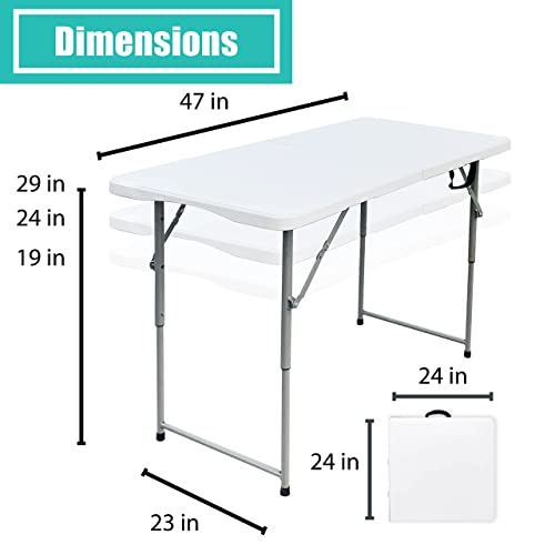 Go-Trio Folding Table 4/6/8 Foot, Foldable Table Adjustable Height Card Table, Indoor Outdoor Small Desk, Portable Plastic...