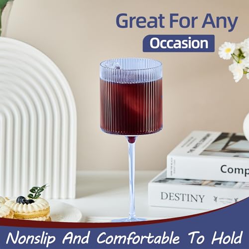 Lueumxc Plastic Goblets Wine Glasses - 12Oz Acrylic Wine Glasses Origami Unbreakable Clear Plastic Cocktail Glasses Recycl...