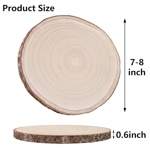 10 Pcs Natural Paulownia Wood Slices 7-8 Inches,Wood Slices for Centerpieces Table Decorations,Unfinished Rounds Wood for ...