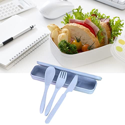 Portable Utensils Set with Case, Reusable Travel Utensils Set with Knife, Spoon, Fork, Wheat Straw Cutlery Set for Travel ...