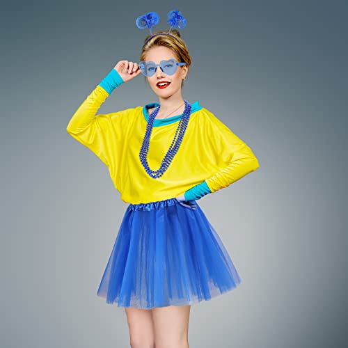 Canlierr Women Tutu Costume Set Include Headband Necklace Sunglasses 5 Layered Multicolor Tulle Skirt for Party