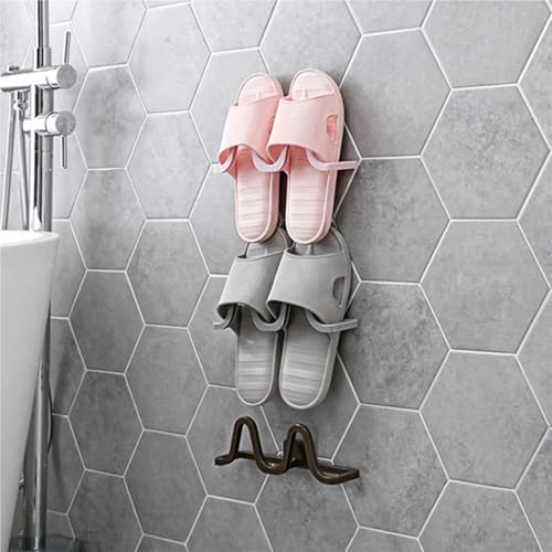 GUOSPIUS Wall-Mounted Slipper Rack Organisers，Slipper Holde 4 Pcs Shoe Rack Bathroom Home Shoe Organizer Space Saving Slippers Hanger For Shoes(Pink)