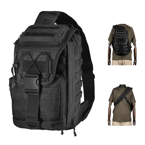 MANETTA Tactical Sling Bag for Men,Large Tactical Shoulder Bag with Bottle Holder, Cross Body Bag Chest EDC Bag For Campin...