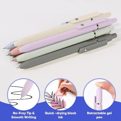Vanhench 7Pcs 0.5mm Black Ink Gel Pens Fine Point Smooth Writing Quick Dry Pens for Journaling Note Office Desk Nurses Tea...