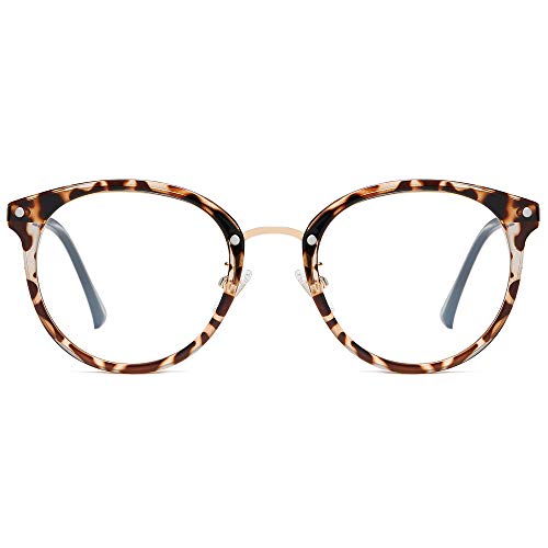 SOJOS Retro Round TR90 Blue Light Reading Glasses Womens Mens Readers Computer Glasses Eyewear Frame SJ9001