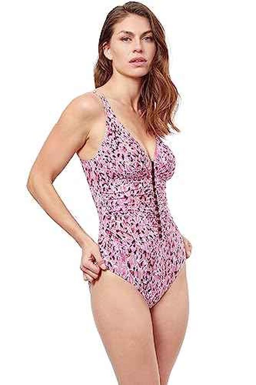 Profile by Gottex Women's Standard Pretty Wild D-Cup One Piece, Multi/Pink