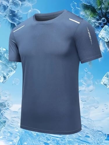 Quick Dry Ice Silk Athletic T-Shirts for Men, Athletic Short Sleeve Moisture Wicking Tee for Running,Training （1 Piece）